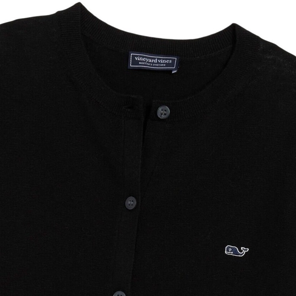 Vineyard Vines Womens Cotton Cashmere Heritage Cardigan Jet Black XS